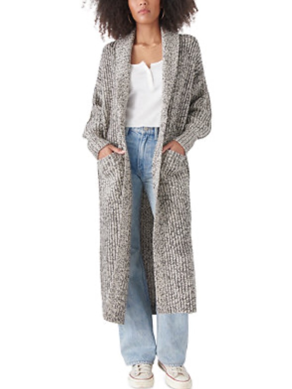 Lucky Brand Black and Cream Marled Knit Cardigan - Picture 13 of 14